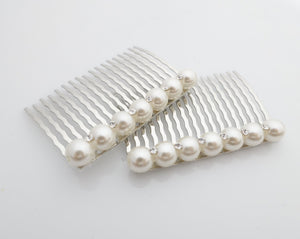 veryshine.com Hair Stick/Fork Silver 7 pearls A set of Pearl Rhinestone Decorative 18 teeth Hair Combs