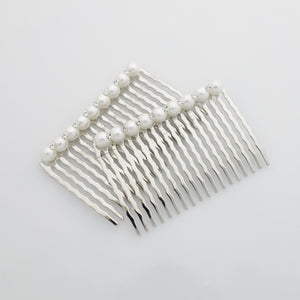 veryshine.com Hair Stick/Fork Silver 9 pearls A set of Pearl Rhinestone Decorative 18 teeth Hair Combs