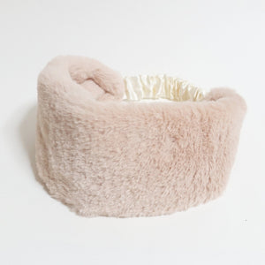 veryshine.com hairband/headband Beige Fabric Faux Fur Elastic Fall Winter Fashion Headband