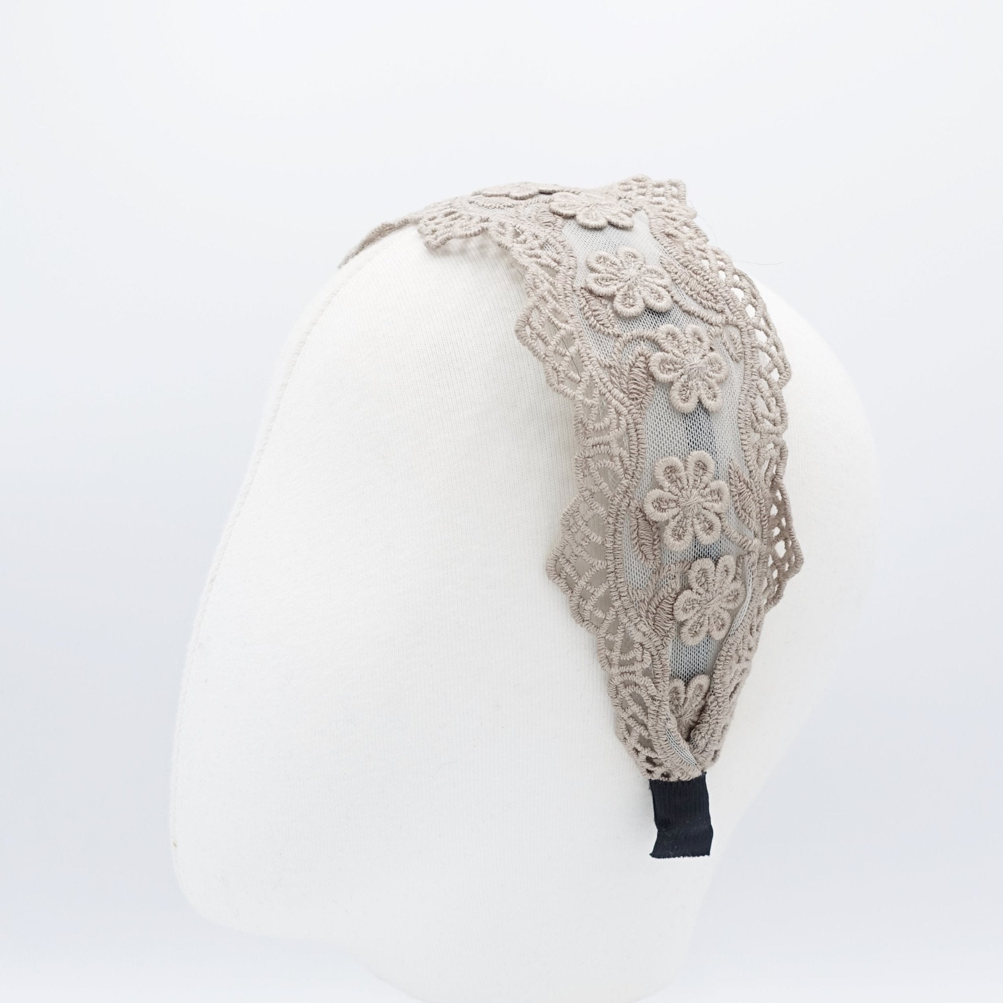 veryshine.com hairband/headband Beige floral lace headband flat headband elegant women hair accessory