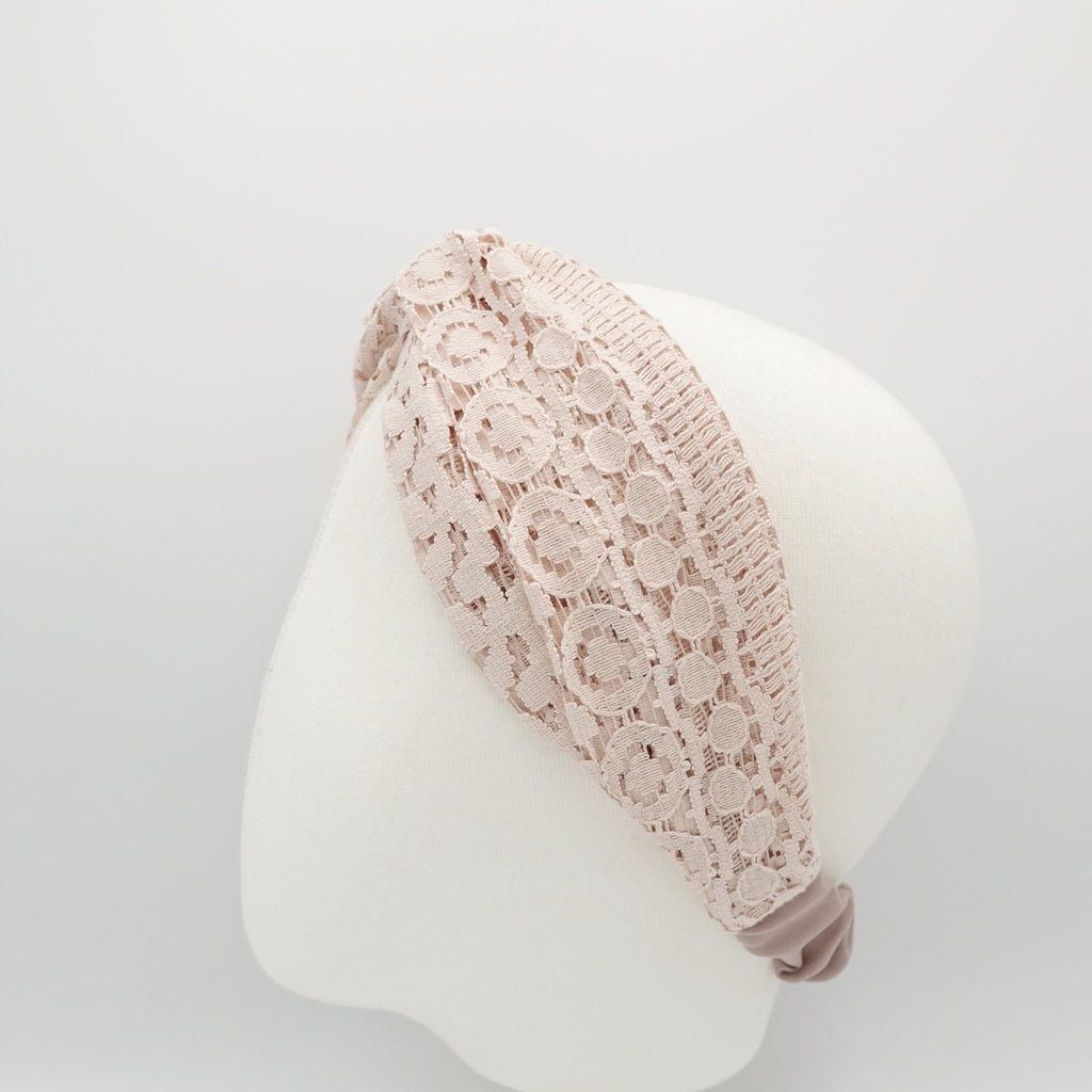 veryshine.com hairband/headband Beige pink lace cross hair turban twist headband women hair accessory
