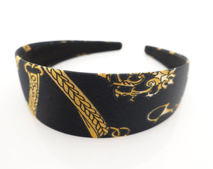 veryshine.com hairband/headband Black belt chain print satin hairband glossy fabric headband woman hair accessory