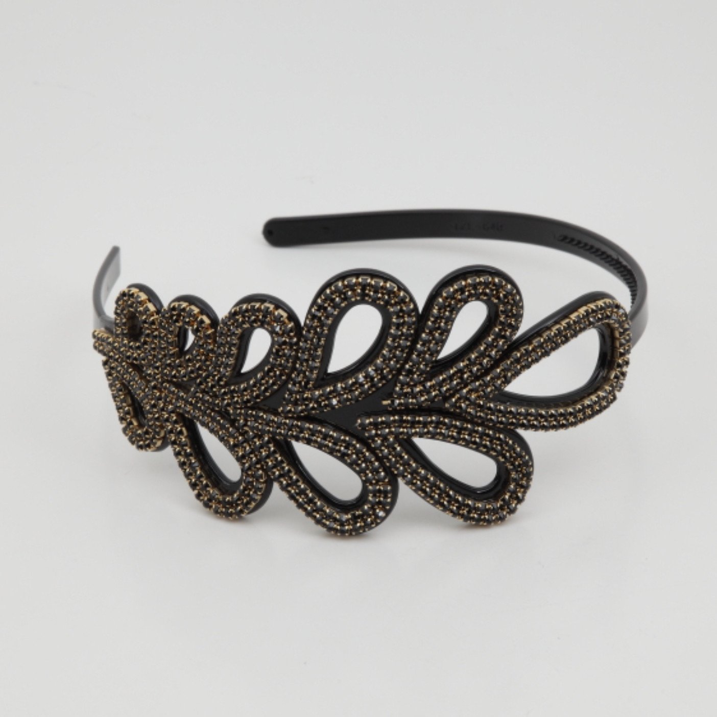 veryshine.com hairband/headband Black Color Cubic Leaves Luxury Style Rhinestone Decorative Headband
