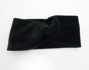 veryshine.com hairband/headband Black corduroy front twist fashion headband no elastic band women headwrap