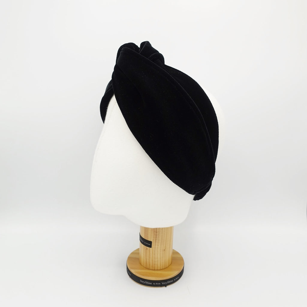 veryshine.com hairband/headband Black cross velvet turban headband double face velvet elastic hairband
