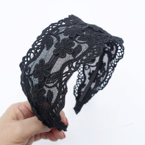 veryshine.com hairband/headband Black floral lace headband flat headband elegant women hair accessory