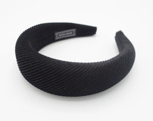 veryshine.com hairband/headband Black padded velvet headband ribbed pattern hairband trendy woman hair accessory