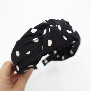 veryshine.com hairband/headband Black polka dot print knotted headband