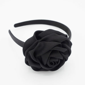veryshine.com hairband/headband Black satin rose decorated black satin headband flower hairband simple women hair accessory