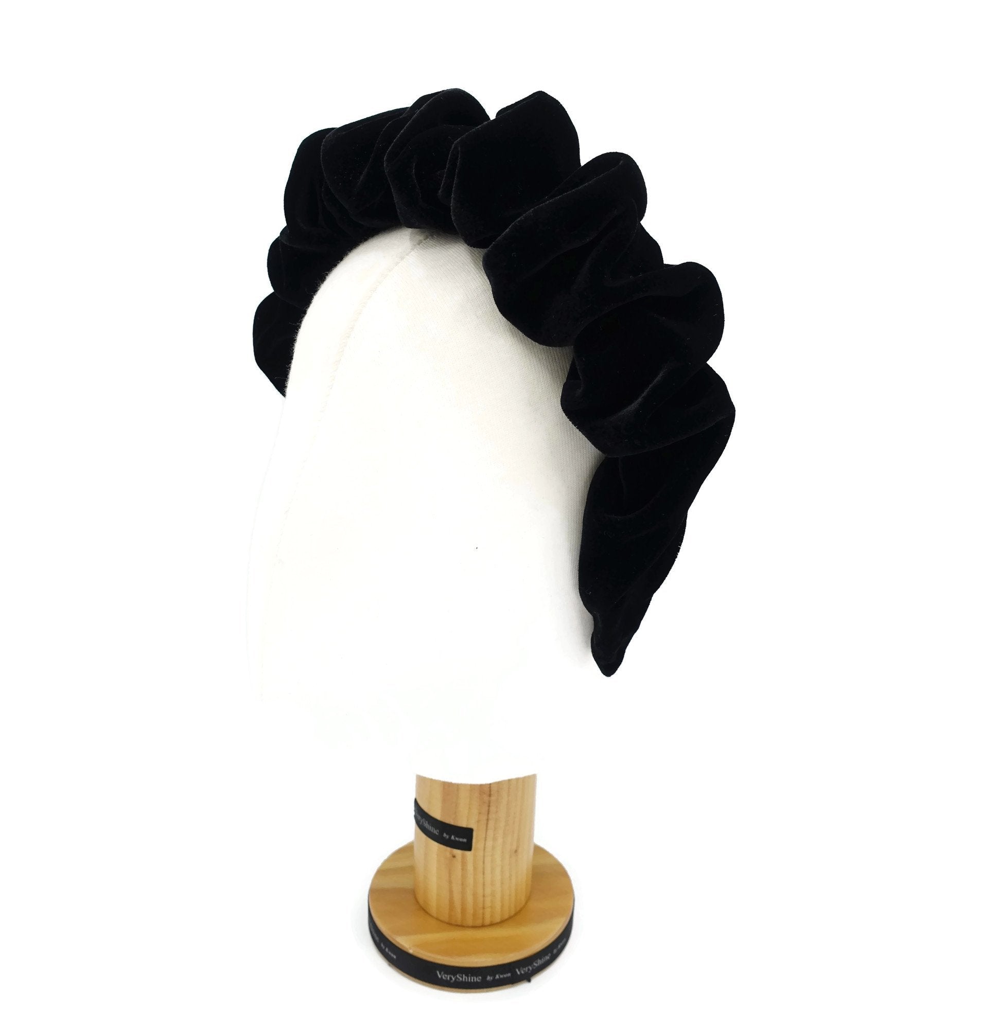 veryshine.com hairband/headband Black silk velvet volume wave headband luxury style black worm hairband for women