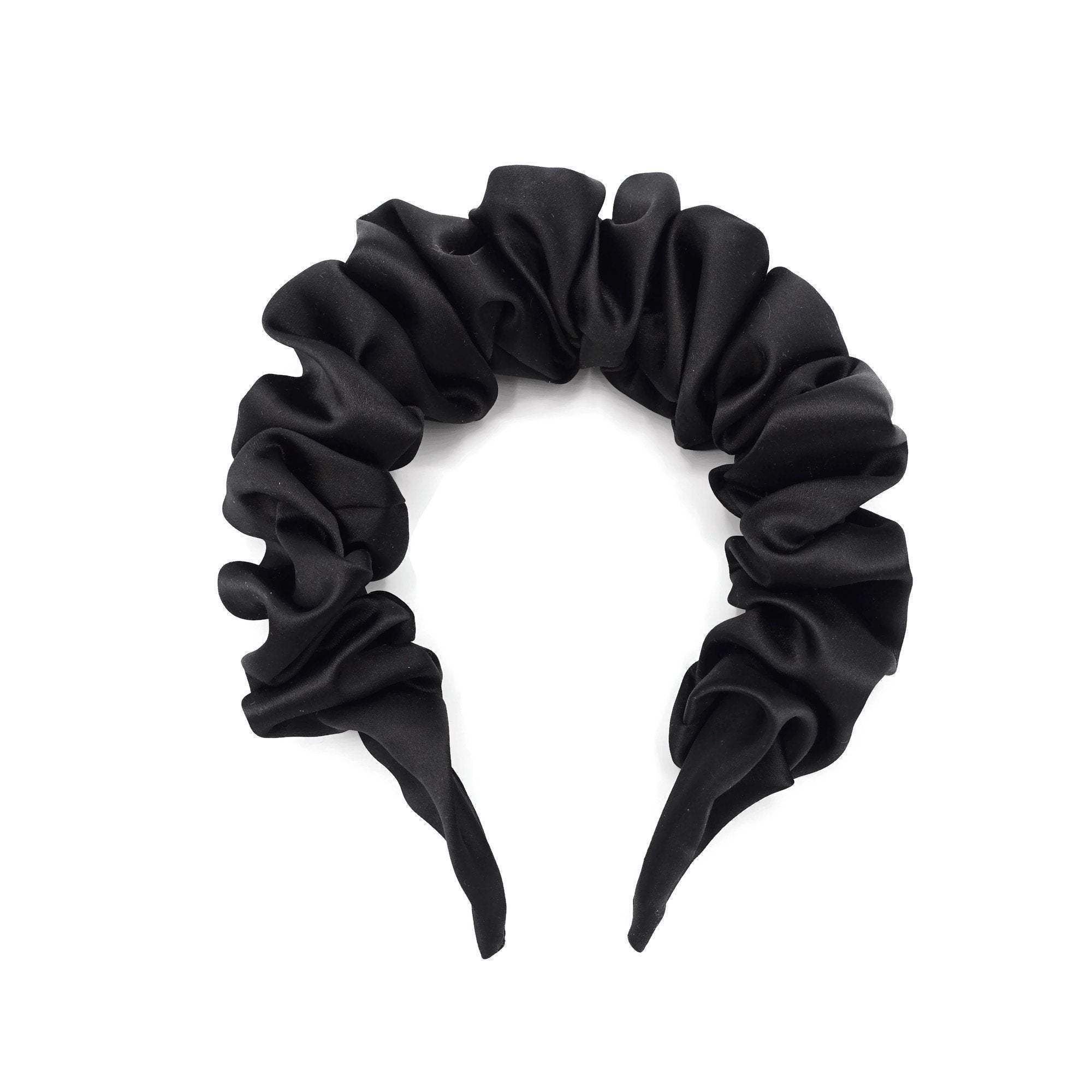 veryshine.com hairband/headband Black solid satin volume wave headband