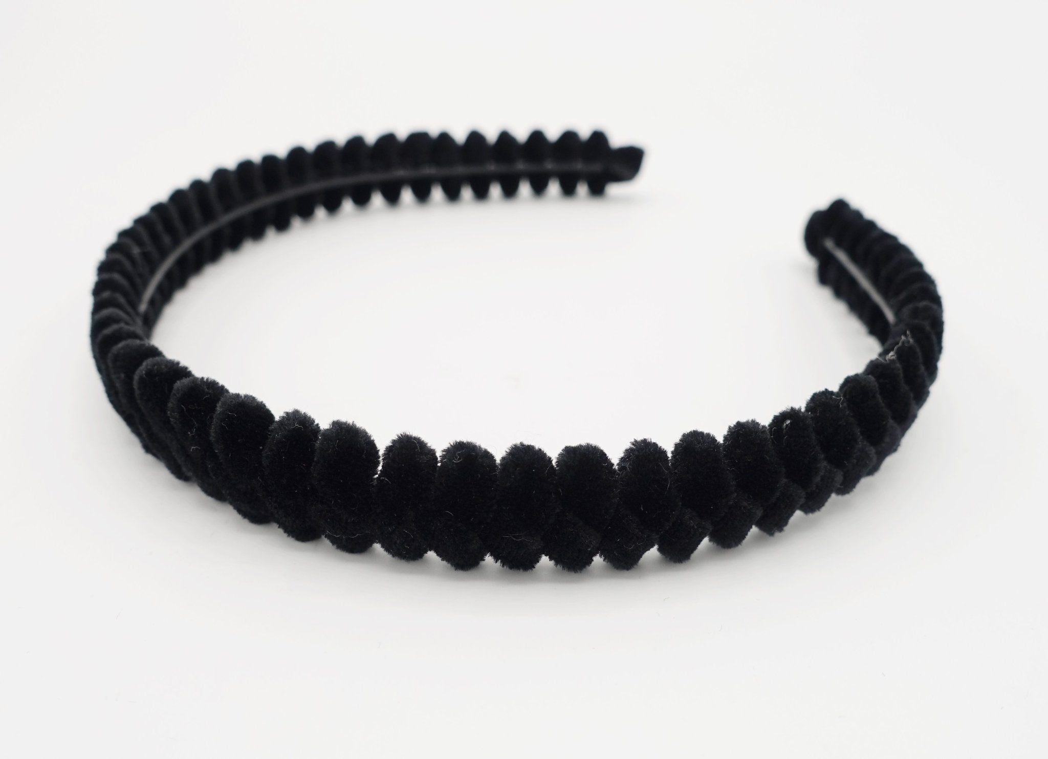 veryshine.com hairband/headband Black velvet wrapped headband zigzag pattern hairband women hair accessory