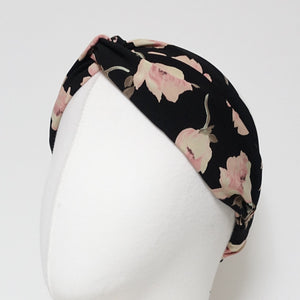 veryshine.com hairband/headband Black wild flower blossom print headband front cross twist hairband women hair accessories
