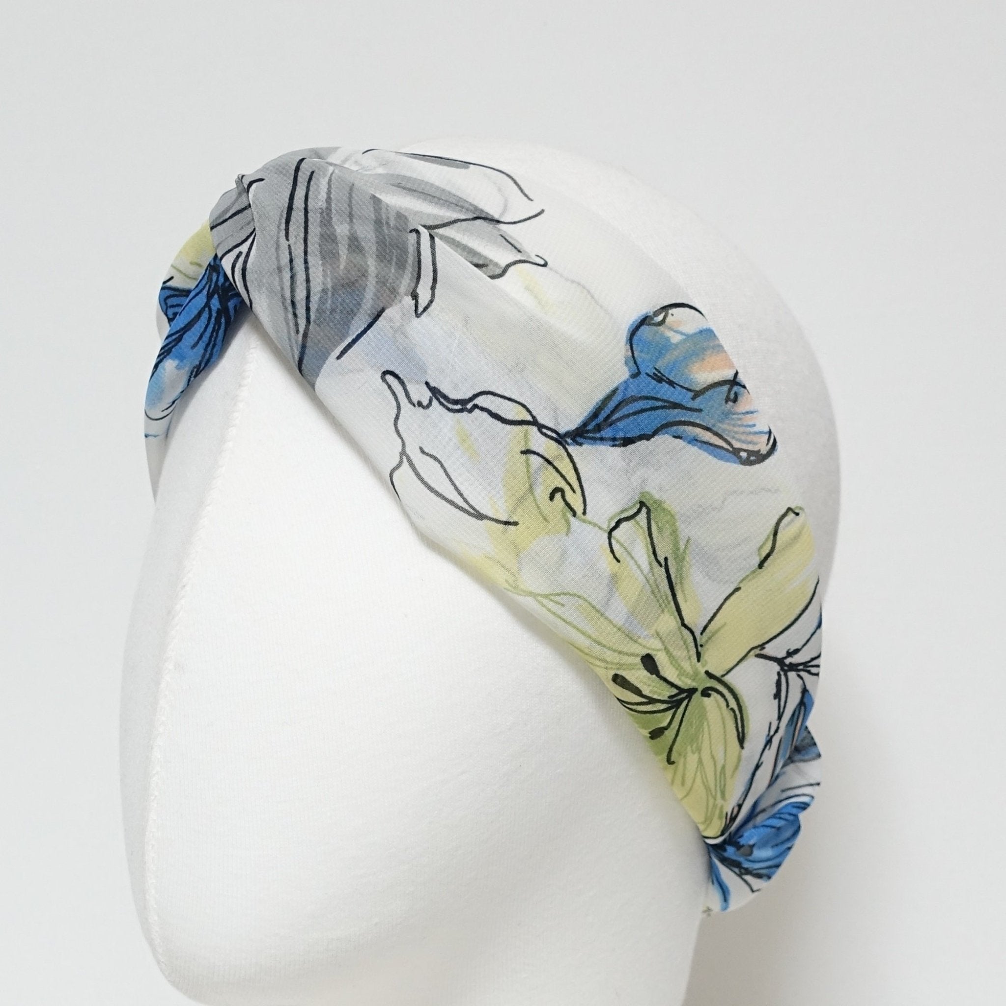 veryshine.com hairband/headband Blue big flower print chiffon headband floral pattern head band women hair accessories