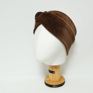 veryshine.com hairband/headband Brown corduroy front twist fashion headband no elastic band women headwrap