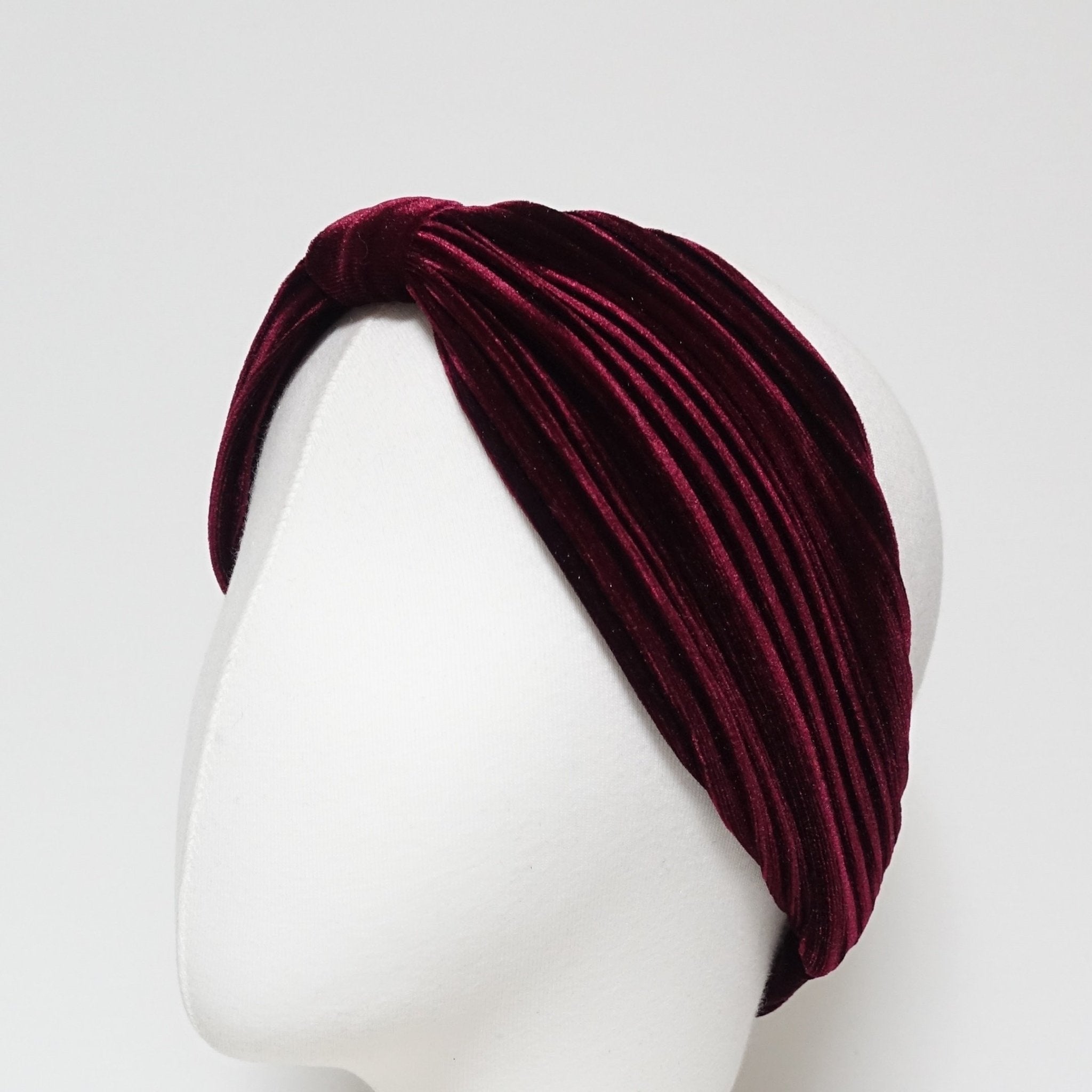veryshine.com hairband/headband Burgundy Pleated Velvet Hair Turban Fashion Headband Women Hair Accessories