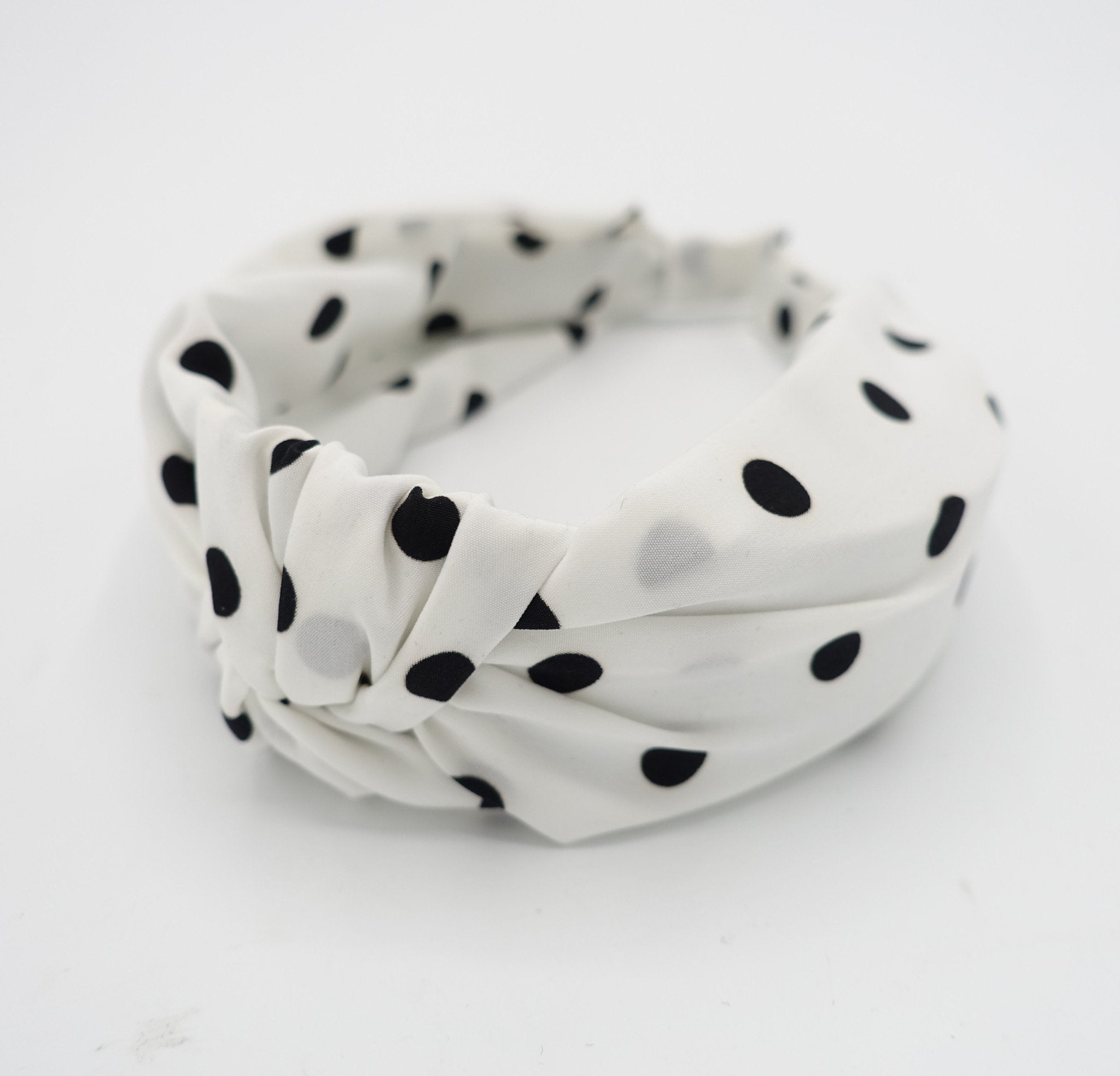 veryshine.com hairband/headband Cream white polka dot print knotted headband
