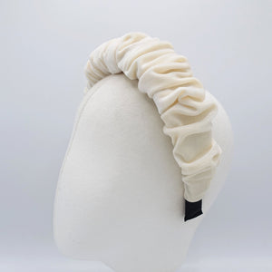 veryshine.com hairband/headband Cream white velvet padded and pleated headband stylish hairband hair accessory for women