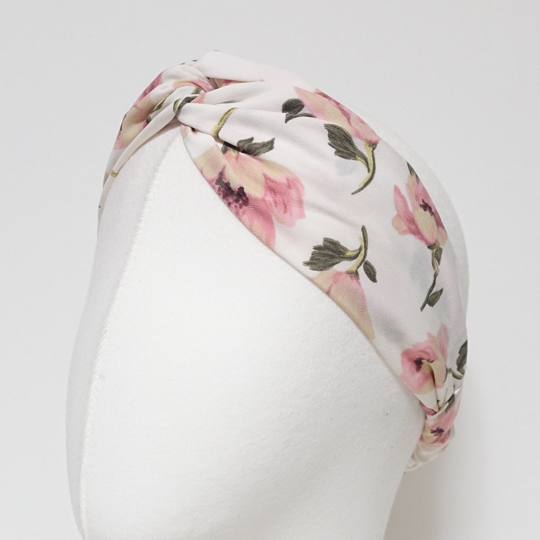 veryshine.com hairband/headband Cream white wild flower blossom print headband front cross twist hairband women hair accessories