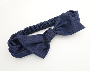 veryshine.com hairband/headband Dark blue Denim Jean fabric Bow Knot Elastic Fashion Headband for Women