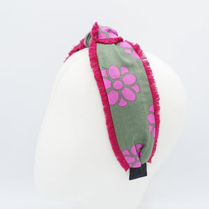 veryshine.com hairband/headband fringe trim headband floral print hairband top knot hair accessory for women