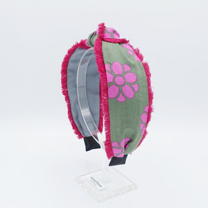 veryshine.com hairband/headband fringe trim headband floral print hairband top knot hair accessory for women
