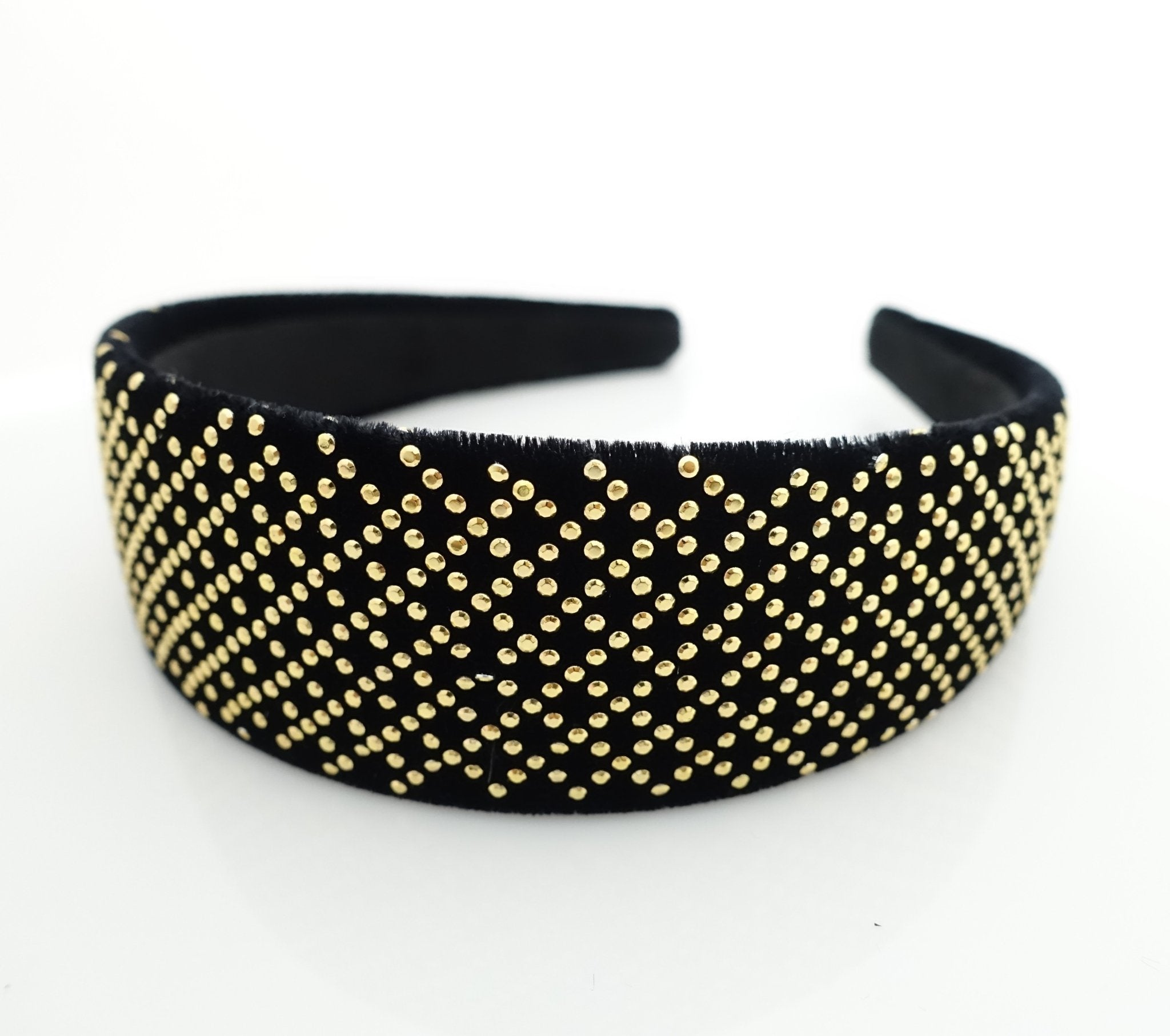 veryshine.com hairband/headband Gold black velvet diamond grid headband dazzling fashion women fashion hairband