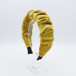 veryshine.com hairband/headband Golden yellow velvet padded and pleated headband stylish hairband hair accessory for women