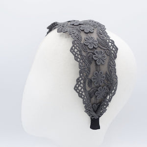 veryshine.com hairband/headband Gray floral lace headband flat headband elegant women hair accessory