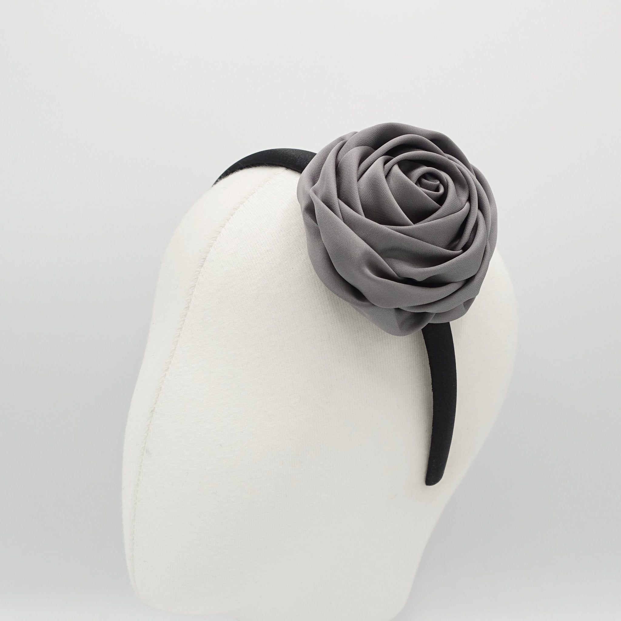 veryshine.com hairband/headband Gray satin rose decorated black satin headband flower hairband simple women hair accessory