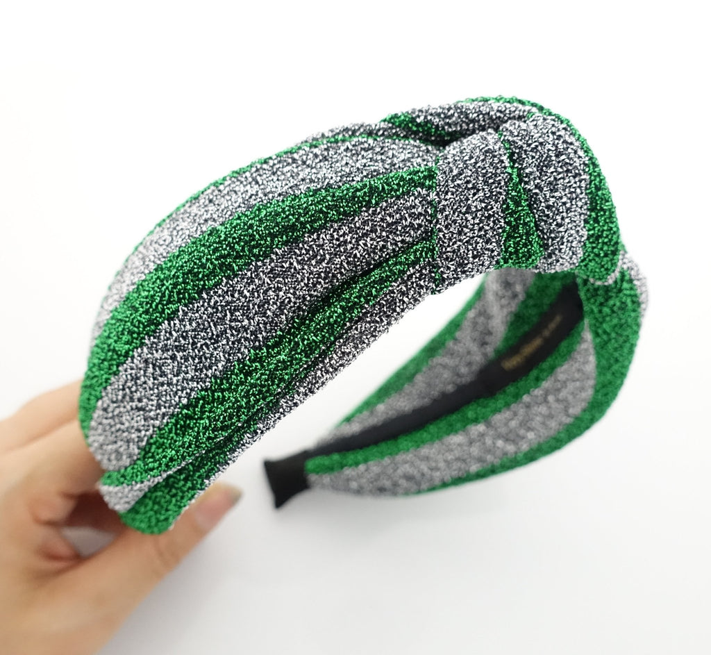 veryshine.com hairband/headband Green glittering stripe front knot headband vivid stylish fashion hairband