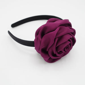 veryshine.com hairband/headband Maroon satin rose decorated black satin headband flower hairband simple women hair accessory