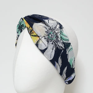 veryshine.com hairband/headband Navy big flower print chiffon headband floral pattern head band women hair accessories