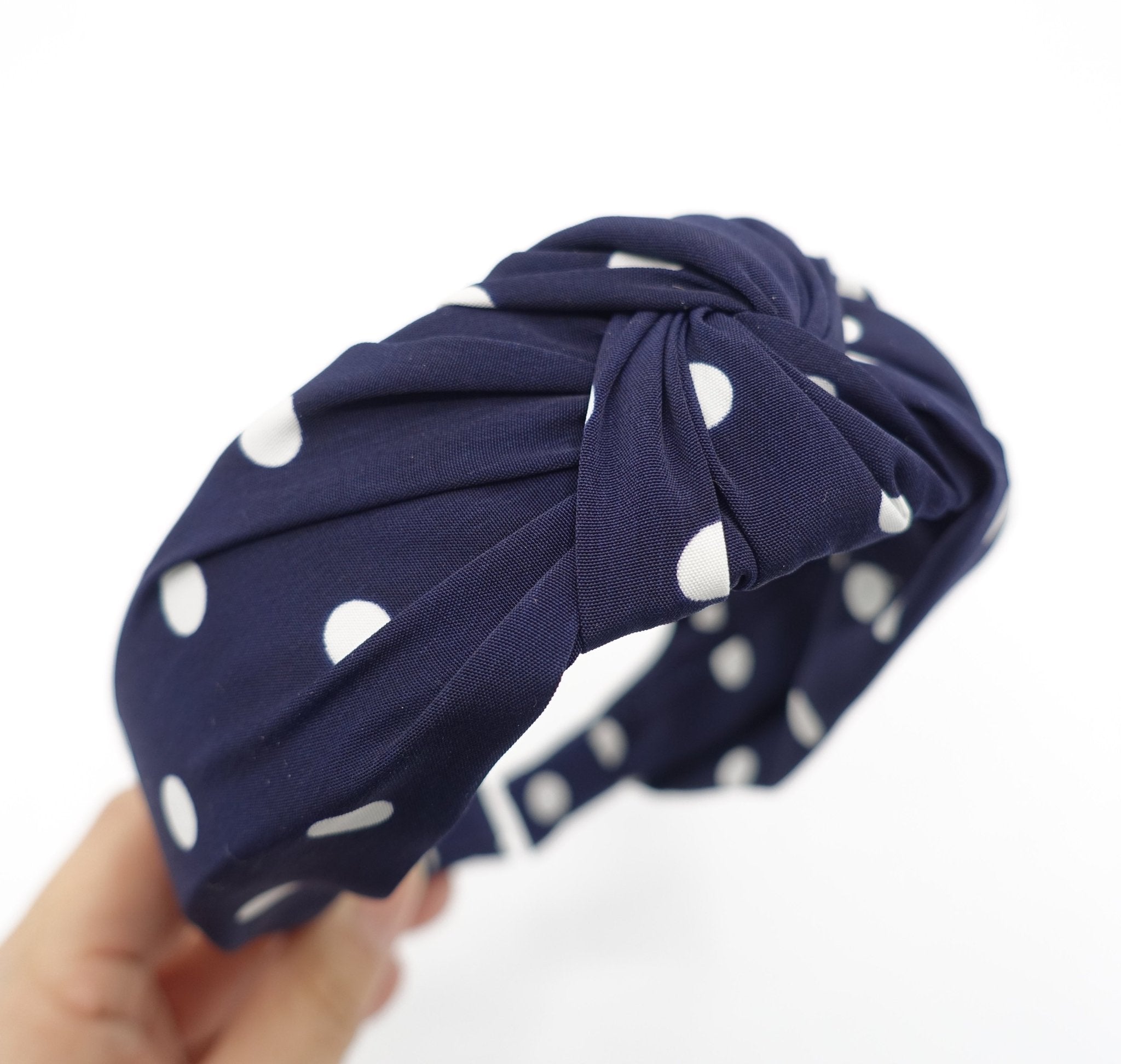 veryshine.com hairband/headband Navy polka dot print knotted headband