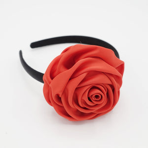 veryshine.com hairband/headband Orange satin rose decorated black satin headband flower hairband simple women hair accessory