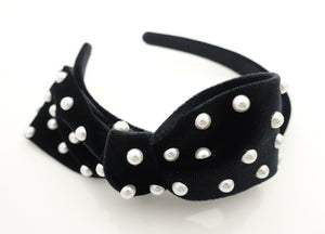 veryshine.com hairband/headband pearl bow decorated double velvet headband soft velvet fashion hairband for women