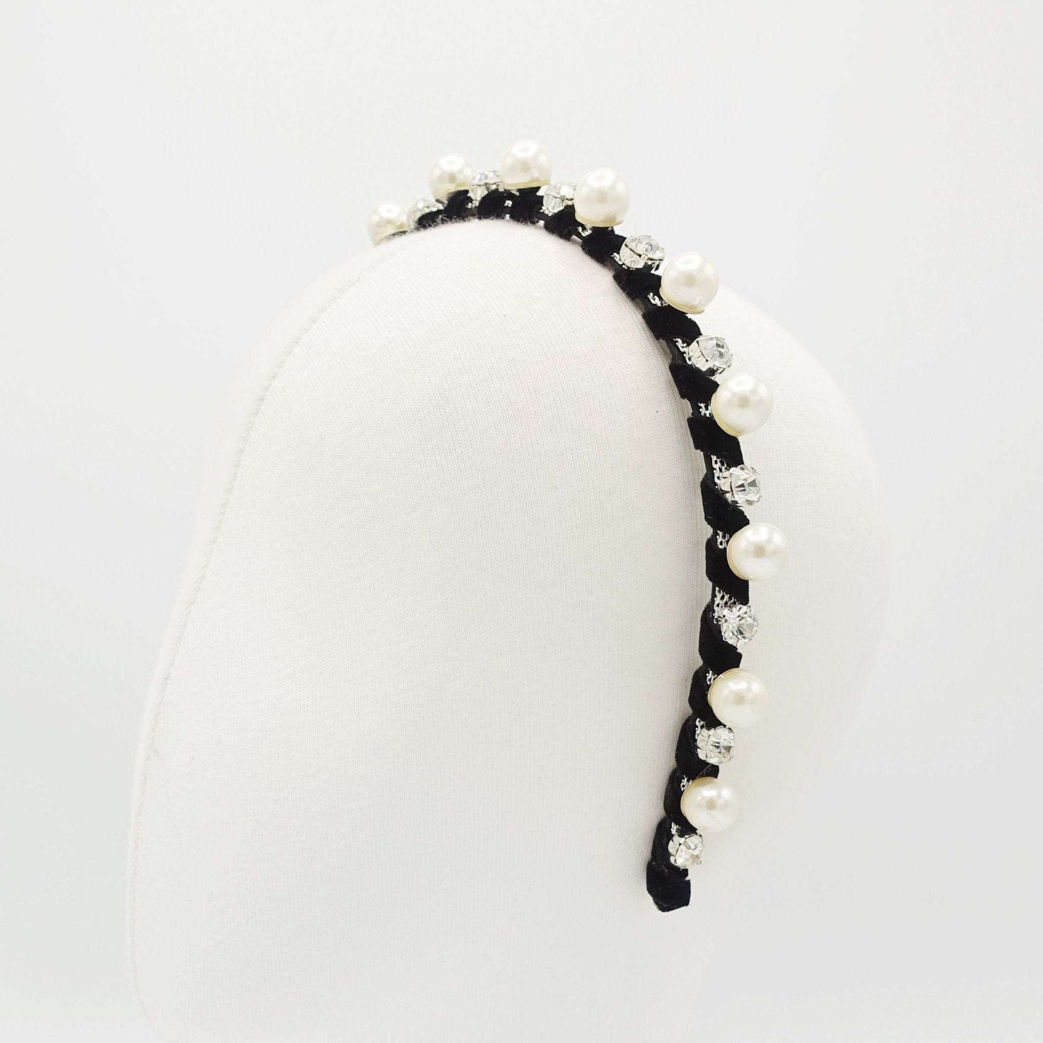 veryshine.com hairband/headband pearl rhinestone headband embellished velvet wrap hairband women hair accessory