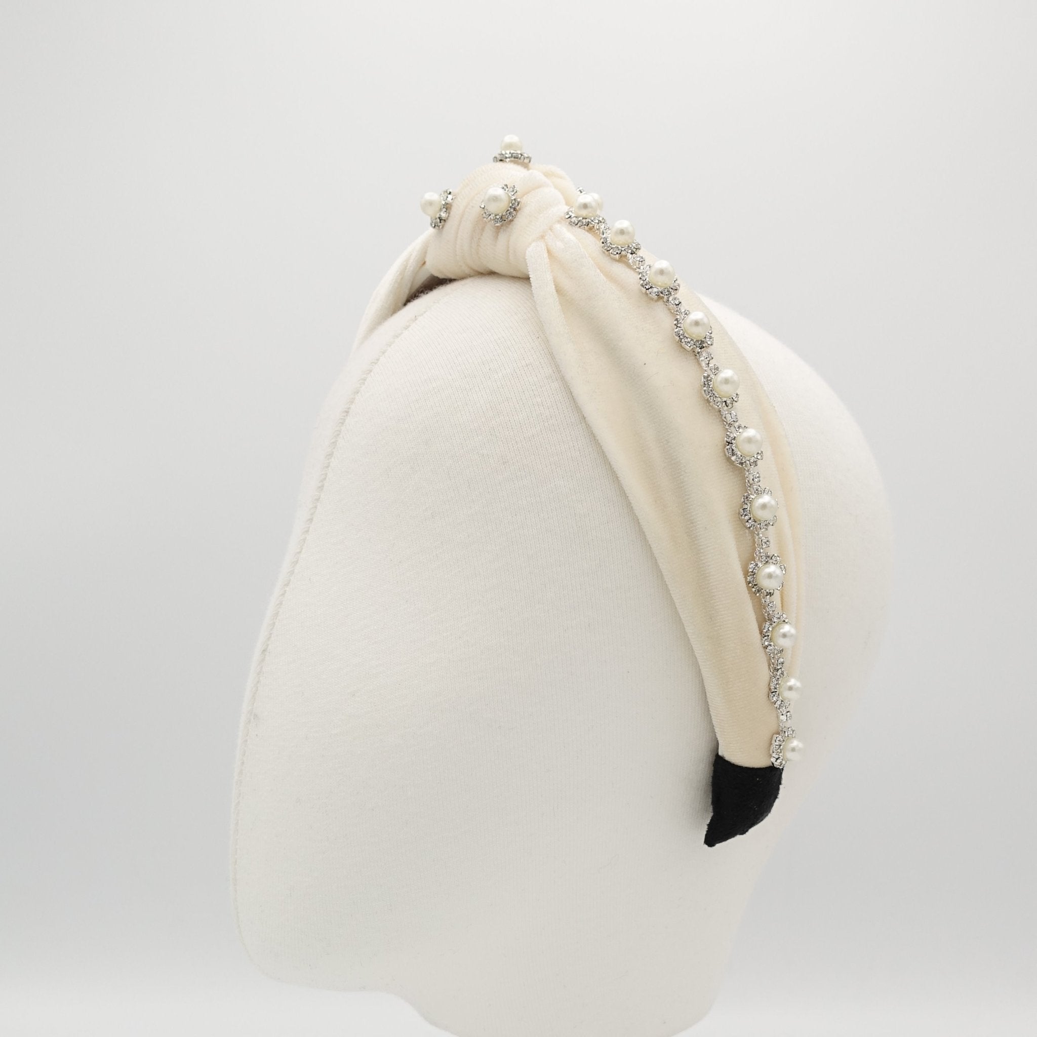 veryshine.com hairband/headband pearl rhinestone headband flower knotted velvet womens hairband accessory