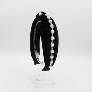 veryshine.com hairband/headband pearl rhinestone headband flower knotted velvet womens hairband accessory