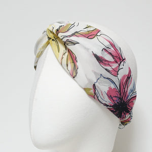 veryshine.com hairband/headband Pink big flower print chiffon headband floral pattern head band women hair accessories