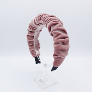 veryshine.com hairband/headband Pink velvet padded and pleated headband stylish hairband hair accessory for women
