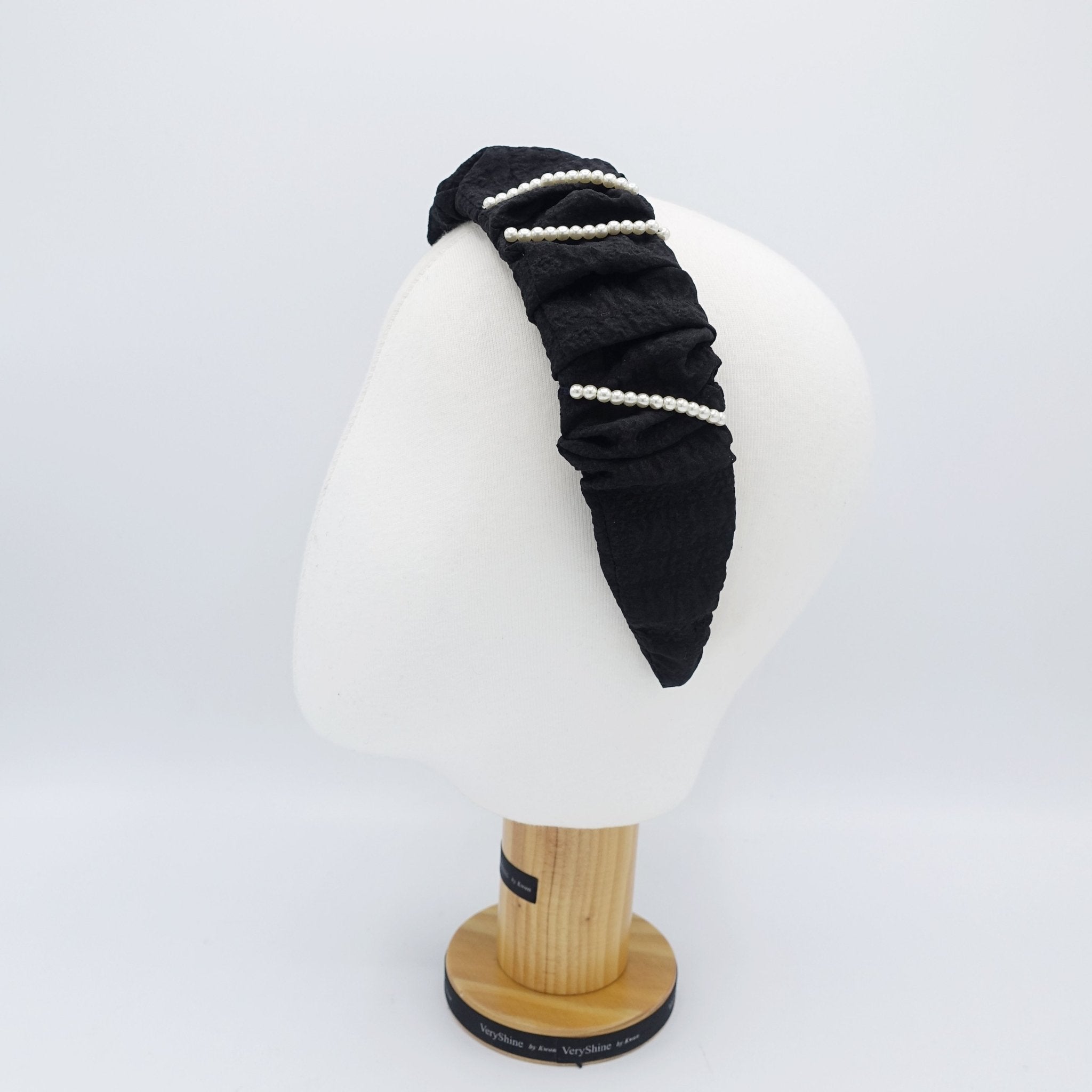 veryshine.com hairband/headband pleated headband pearl beaded ornaments embellished hairband crinkled fabric hair accessory