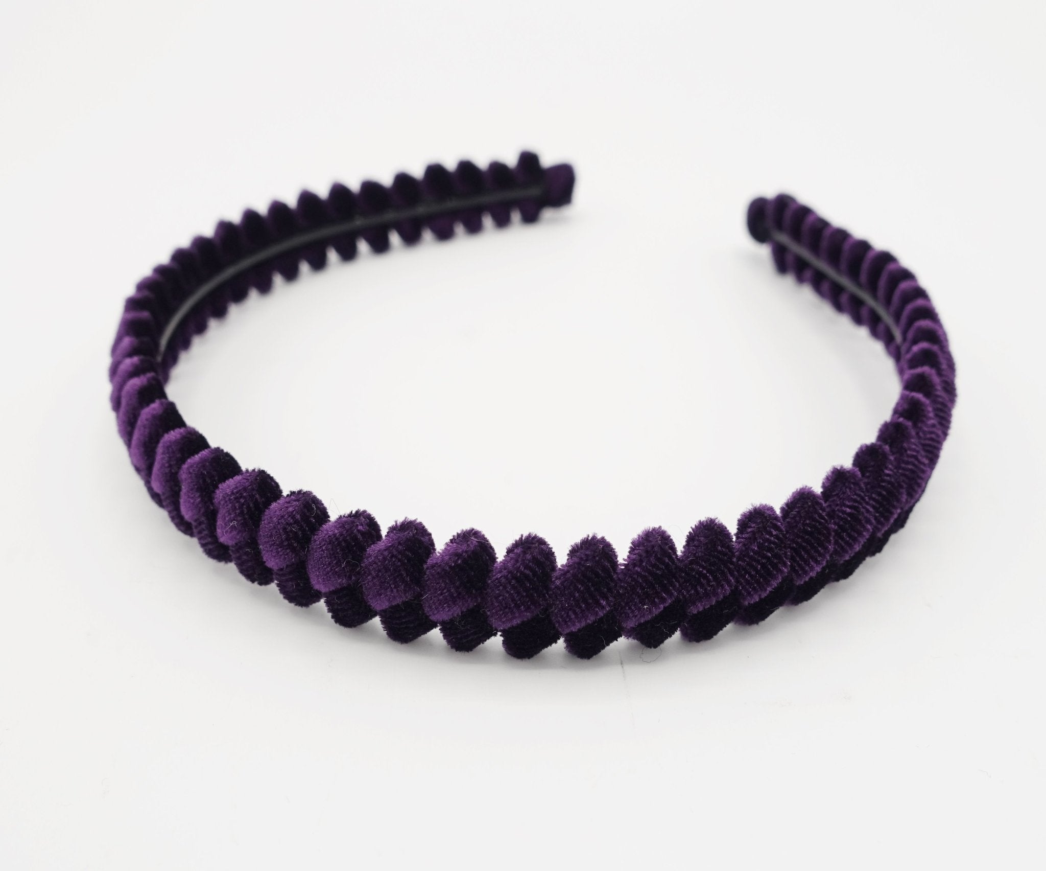 veryshine.com hairband/headband Purple velvet wrapped headband zigzag pattern hairband women hair accessory