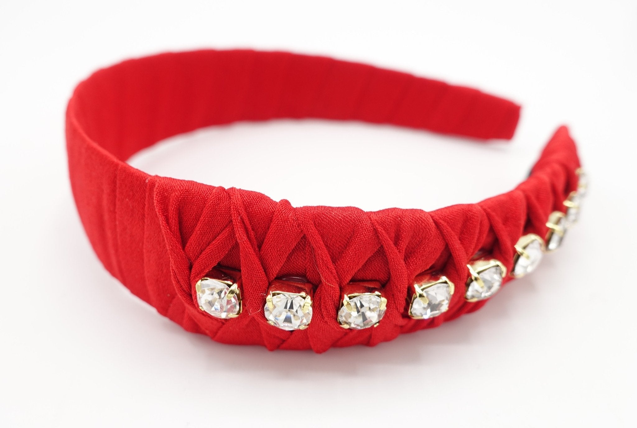 veryshine.com hairband/headband Red rhinestone embellished headband twist wrap hairband women hair accessory