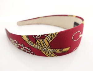 veryshine.com hairband/headband Red wine belt chain print satin hairband glossy fabric headband woman hair accessory