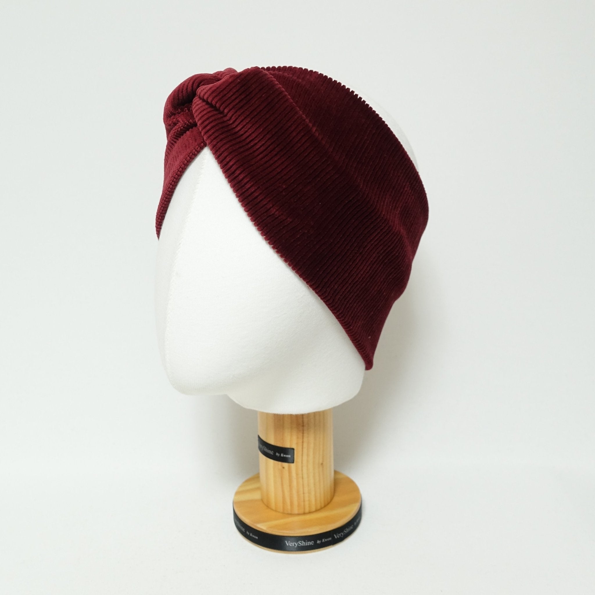 veryshine.com hairband/headband Red wine corduroy front twist fashion headband no elastic band women headwrap