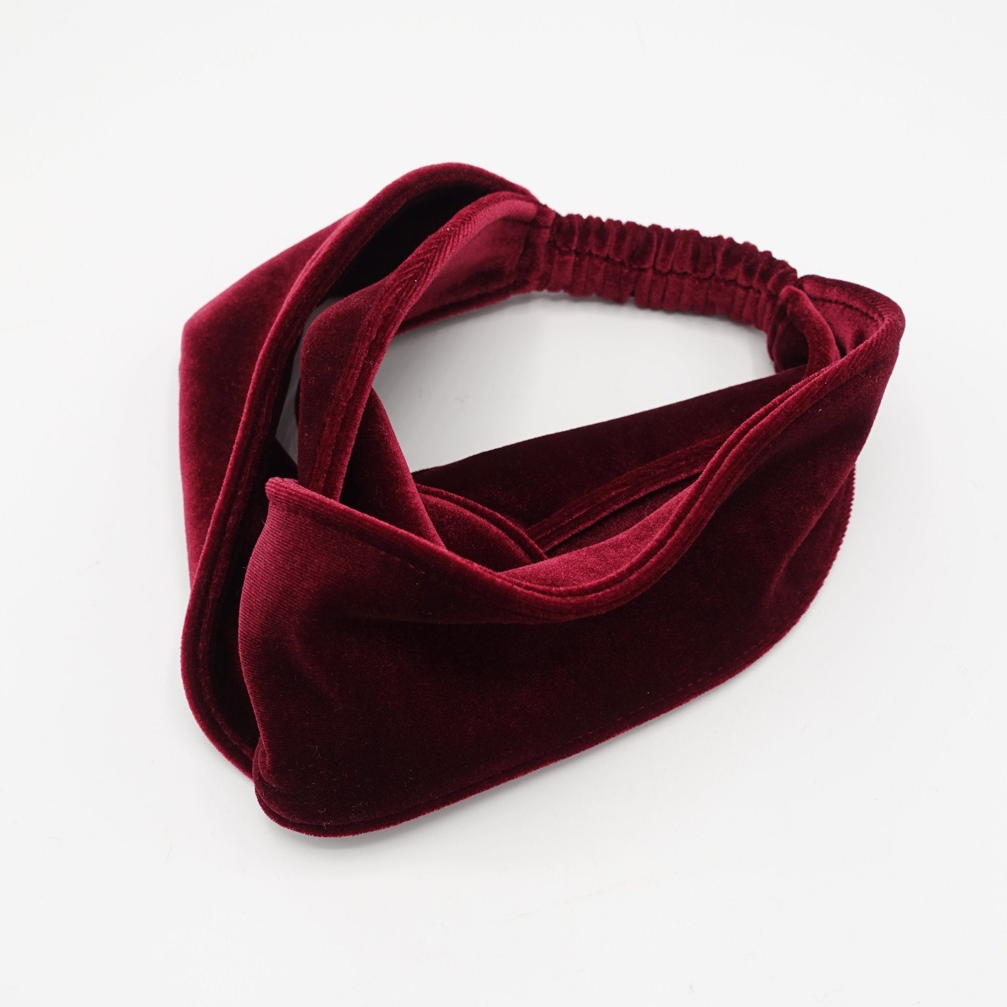 veryshine.com hairband/headband Red wine cross velvet turban headband double face velvet elastic hairband