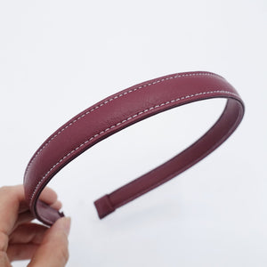veryshine.com hairband/headband Red wine stitch edge leather basic headband women hairband