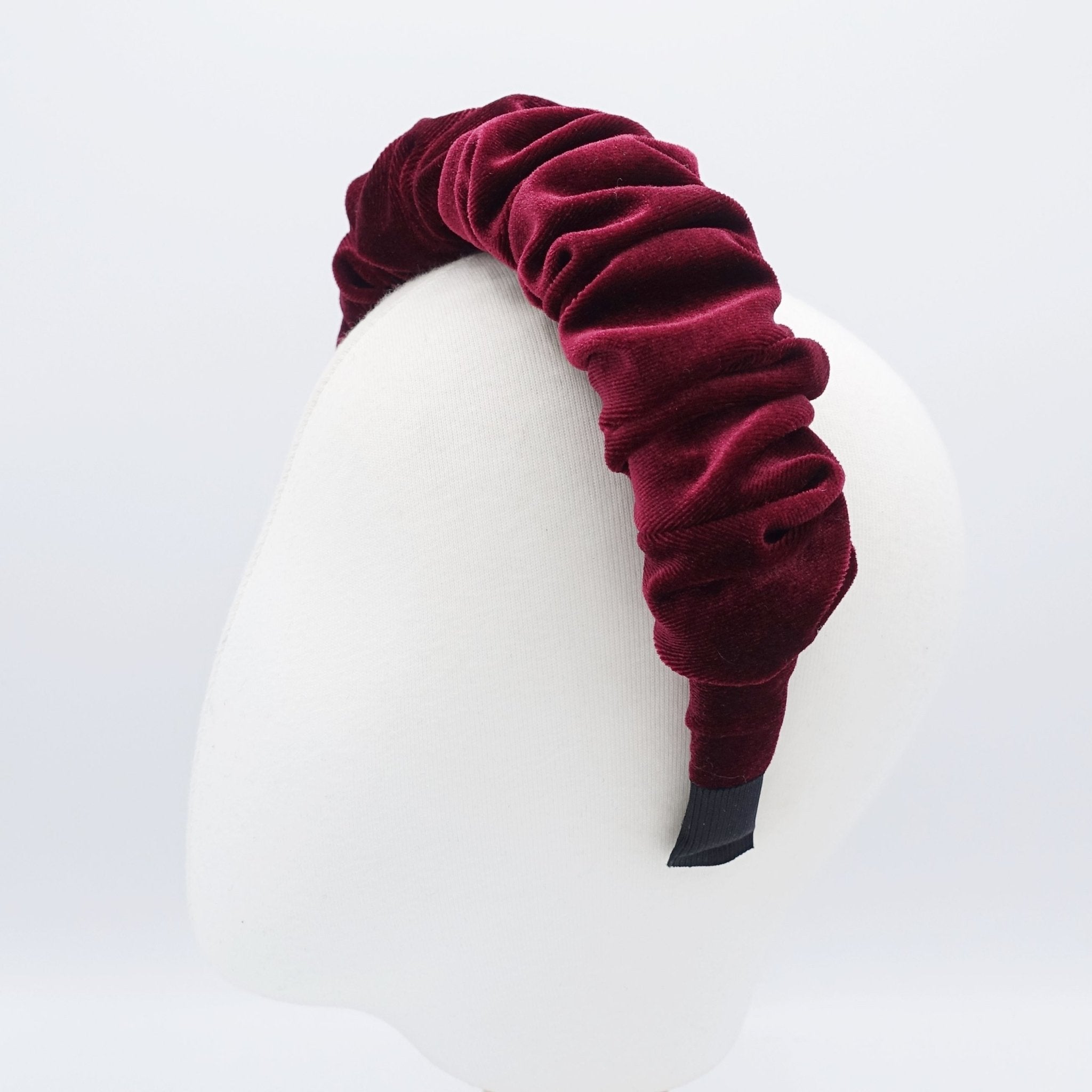 veryshine.com hairband/headband Red wine velvet padded and pleated headband stylish hairband hair accessory for women