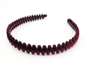 veryshine.com hairband/headband Red wine velvet wrapped headband zigzag pattern hairband women hair accessory